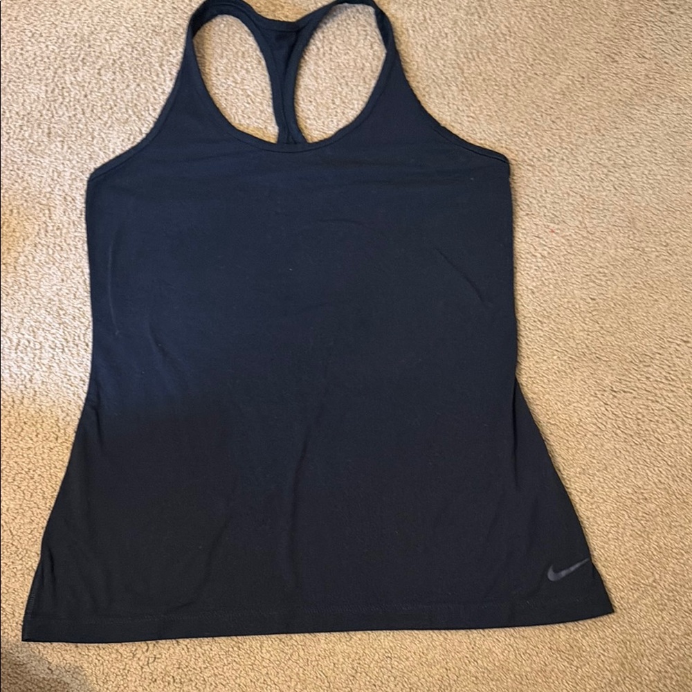 Nike Black Racerback Tank with Subtle Swoosh